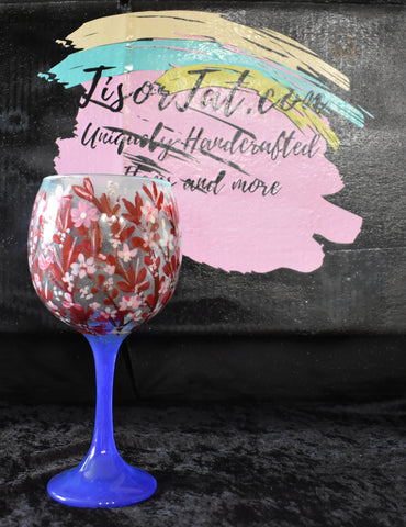 Red and Pink Flower Wine Glass