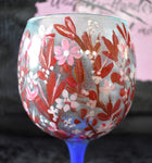 Red and Pink Flower Wine Glass