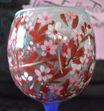 Red and Pink Flower Wine Glass