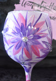 Big Purple and Pink Flowered Wine Glass