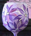 Big Purple and Pink Flowered Wine Glass