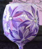 Big Purple and Pink Flowered Wine Glass