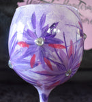 Big Purple and Pink Flowered Wine Glass