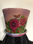 7.5in Marshall Half Cono  Red and Purple Antique Finish Flower Pot