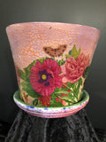 7.5in Marshall Half Cono  Red and Purple Antique Finish Flower Pot