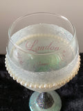 Custom Pearl Bride and Groom Wedding Wine Glass Set